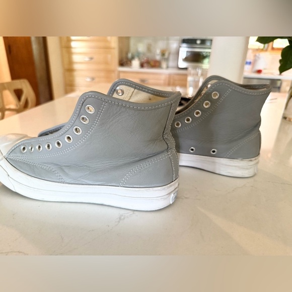 Converse Jack Purcell High OX GRAY Leather Sneakers Unisex Men's 7/ Women's 8.5 - Picture 3 of 9